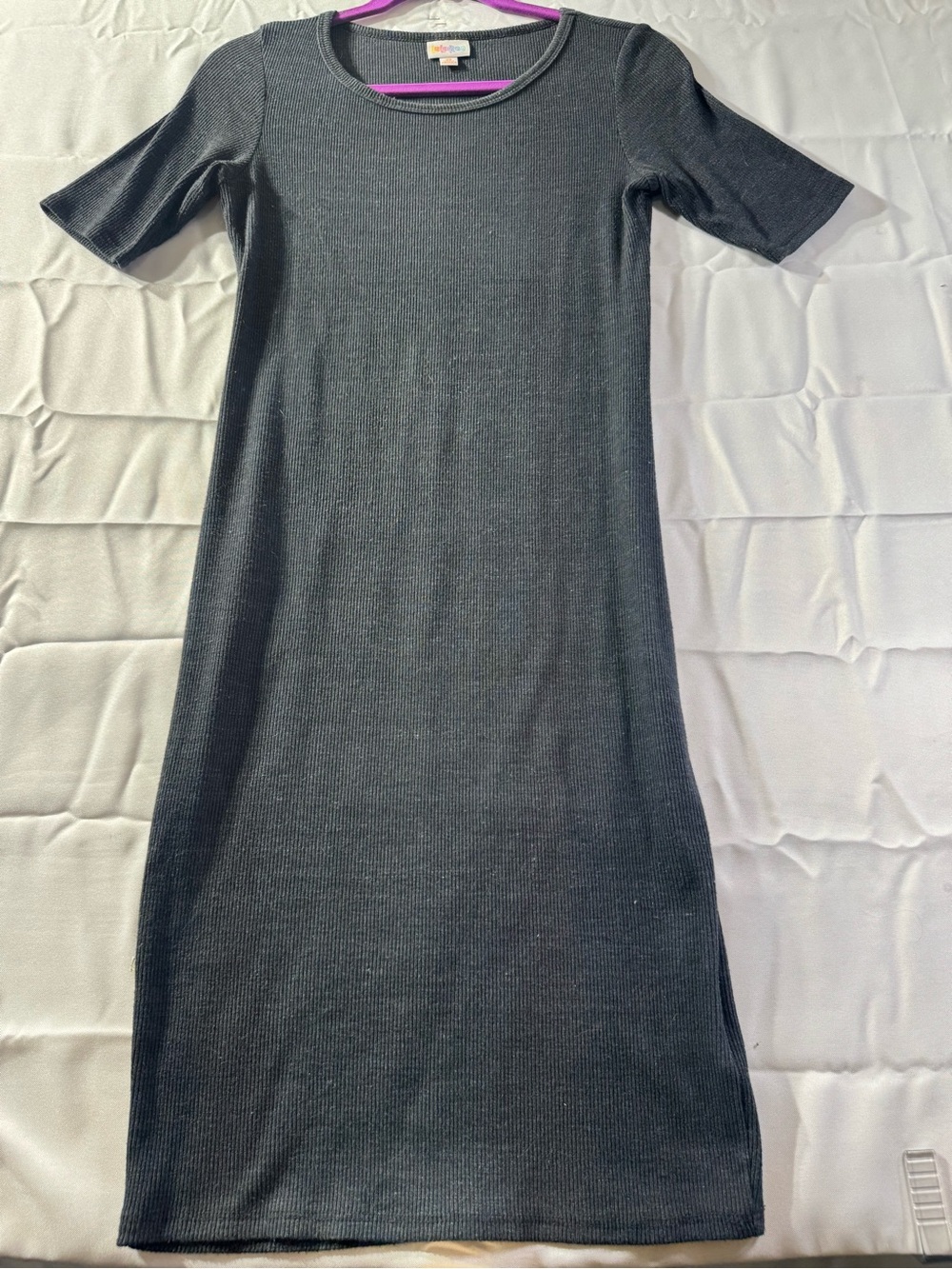 LuLaRoe XS Black/Dark Gray  Ribbed Midi Dress